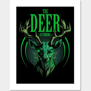 Evil Angry Green buck Deer Posters and Art